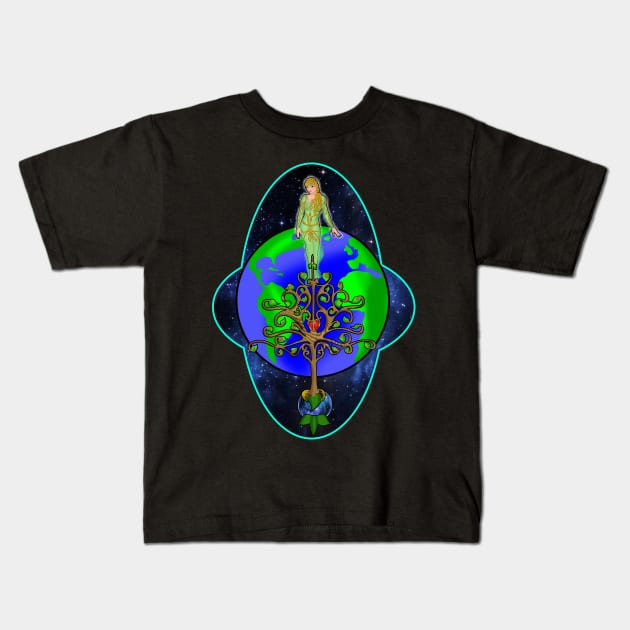 Mother Earth and The Tree of LIfe Kids T-Shirt by lytebound